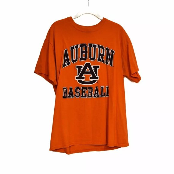 Auburn Baseball Men Orange Spellout T Shirt Graphic Logo Pullover Short Sleeve L - Picture 8 of 8